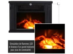 Cheminée électrique Poêle Style Contemporain Thermostat 600-1200 W Noir -Electroménager Soldes cheminee 9458349