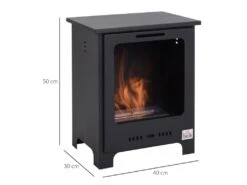 Cheminée Bioéthanol Sur Pieds Style Néo-rétro Poêle 1 Brûleur 1,5 L Dim. 40L X 30l X 50H Cm Couverture 20-25 M² Noir -Electroménager Soldes cheminee 9458355