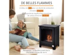 Cheminée Bioéthanol Sur Pieds Style Néo-rétro Poêle 1 Brûleur 1,5 L Dim. 40L X 30l X 50H Cm Couverture 20-25 M² Noir -Electroménager Soldes cheminee 9458357