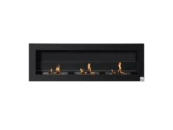 Cheminée Bioéthanol Murale Design Bauhaus - Triple Brûleur 1 L - Pare-feu Verre Trempé, Kit Fixation Inclus - Acier Inox. Acier Dépoli Noir -Electroménager Soldes cheminee 9458363