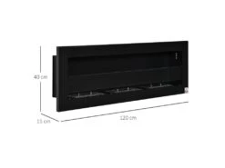 Cheminée Bioéthanol Murale Design Bauhaus - Triple Brûleur 1 L - Pare-feu Verre Trempé, Kit Fixation Inclus - Acier Inox. Acier Dépoli Noir -Electroménager Soldes cheminee 9458365