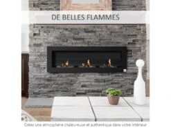 Cheminée Bioéthanol Murale Design Bauhaus - Triple Brûleur 1 L - Pare-feu Verre Trempé, Kit Fixation Inclus - Acier Inox. Acier Dépoli Noir -Electroménager Soldes cheminee 9458369