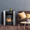 Cheminée Bioéthanol Design Contemporain - étagère, Pare-feu Verre Trempé 6 Mm - Brûleur 1,5 L - Contrôle De Flamme Et Manche Inclus - Acier Noir Blanc -Electroménager Soldes cheminee 9458381