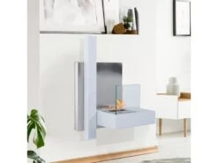 Cheminée Bioéthanol Murale Design Bauhaus 1 Brûleur 1,5 L 75L X 22l X 63H Cm Couverture 20-25 M² Acier Blanc Inox. Brossé -Electroménager Soldes cheminee 9458397