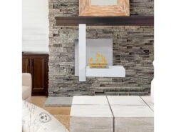 Cheminée Bioéthanol Murale Design Bauhaus 1 Brûleur 1,5 L 75L X 22l X 63H Cm Couverture 20-25 M² Acier Blanc Inox. Brossé -Electroménager Soldes cheminee 9458399