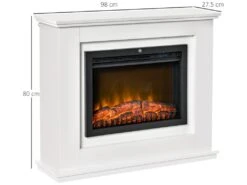Cheminée électrique Grande Taille 2000 W Effet Flammes LED Minuterie Température Luminosité Réglables Télécommande Fournie Blanc -Electroménager Soldes cheminee 9458457