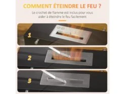 Cheminée à Poser Bioéthanol En Métal Et Verre Trempé Avec Réservoir 1,5 L Couverture 25 M² - Dim. 60L X 26l X 50H Cm -Electroménager Soldes cheminee 9458471