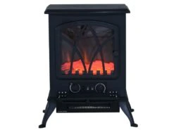 Cheminée électrique Poêle Style Rétro Thermostat 1000-2000 W Noir -Electroménager Soldes cheminee 9458499