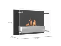 Cheminée Bioéthanol Murale Design Contemporain Bruleur 1,5 L - Couverture 20-25 M² - Dim. 60L X 22l X 40H Cm -Electroménager Soldes cheminee 9458527