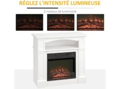 Cheminée électrique XL Style Classique Chic 1800 W Effet Flammes LED Minuterie Température Luminosité Réglables Télécommande Fournie Blanc -Electroménager Soldes cheminee 9458559
