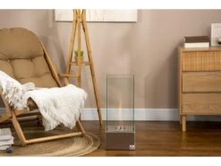 Cheminée Portable à Poser Bioéthanol Avec Réservoir 0,4 L Couverture 15 M² - Dim. 25L X 25l X 60H Cm