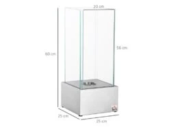 Cheminée Portable à Poser Bioéthanol Avec Réservoir 0,4 L Couverture 15 M² - Dim. 25L X 25l X 60H Cm -Electroménager Soldes cheminee 9458587