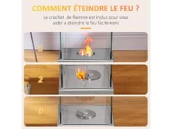 Cheminée Portable à Poser Bioéthanol Avec Réservoir 0,4 L Couverture 15 M² - Dim. 25L X 25l X 60H Cm -Electroménager Soldes cheminee 9458591