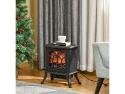 Cheminée électrique Poêle Style Rétro Thermostat 750-1500 W Noir -Electroménager Soldes cheminee 9458607