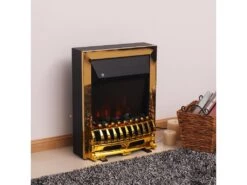 Cheminée électrique Style Néo Rétro Thermostat 1000-2000 W Noir Or