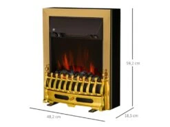 Cheminée électrique Style Néo Rétro Thermostat 1000-2000 W Noir Or -Electroménager Soldes cheminee 9458625