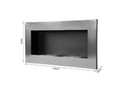 Cheminée Bioéthanol Murale Design Bauhaus Double Brûleur 3 L 110L X 14l X 54H Cm Couverture 25-30 M² Acier Inox. Brossé -Electroménager Soldes cheminee 9458655