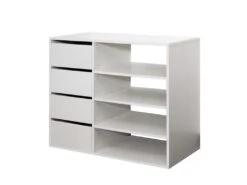 Meuble De Rangement EMERIC - 4 Tiroirs & 4 Niches - Coloris Blanc -Electroménager Soldes commode 229511