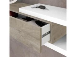 Meuble D'entrée Moon Avec 1 Tiroir Et Miroir, Chêne/Blanc, Meuble, 95 Cm Largeur -Electroménager Soldes console 10014887