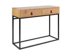 ABRIL - Console 2 Tiroirs Aspect Bois Et Pieds Métal