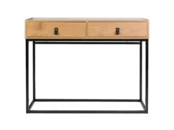 ABRIL - Console 2 Tiroirs Aspect Bois Et Pieds Métal -Electroménager Soldes console 10027219