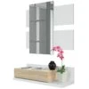 Meuble D'entrée Telma Avec 1 Tiroir Et Miroir Blanc/Chêne, 75 Cm Largeur -Electroménager Soldes console 10761541