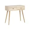 Console 2 Tiroirs Bois Clair Massif - ARENA -Electroménager Soldes console 11129305