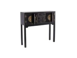 Console 4 Portes, 3 Tiroirs Noire Meuble Chinois - PEKIN