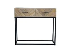 Console 2 Tiroirs Bois Massif/Métal - MUNGO