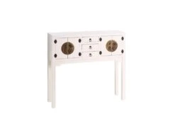 Console 4 Portes, 3 Tiroirs Blanc Meuble Chinois - PEKIN
