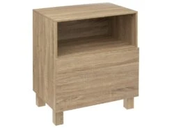 Meuble Etagère 2 Cases De Rangement Et 1 Porte Effet Bois Naturel H. 73 Cm