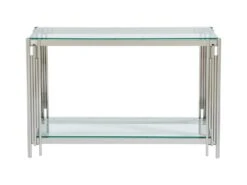 Console Avec 1 étagère En Verre Trempé Et Acier Inoxydable - Chromé - NOMELANO De Pascal MORABITO -Electroménager Soldes console 12217985
