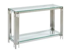 Console Avec 1 étagère En Verre Trempé Et Acier Inoxydable - Chromé - NOMELANO De Pascal MORABITO -Electroménager Soldes console 12217987