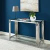Console Avec 1 étagère En Verre Trempé Et Acier Inoxydable - Chromé - NOMELANO De Pascal MORABITO -Electroménager Soldes console 12217993