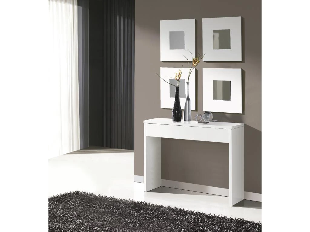 Console 1 Tiroir 76X100X30Cm Blanc - Venprodin 3 Console 1 Tiroir 76X100X30Cm Blanc - Venprodin