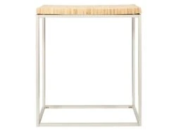 FREJ - Console Avec Plateau Rondins De Bois Piétement Métal Blanc -Electroménager Soldes console 12599783