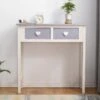 Table Console 2 Tiroirs Bois Blanc Gris Shabby 80x80x30 -Electroménager Soldes console 12611149