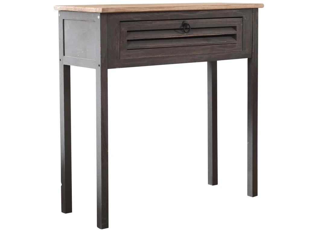 Table Bureau Console 1 Tiroir Bois Gris Shabby 75x75x30,5 6 Table Bureau Console 1 Tiroir Bois Gris Shabby 75x75x30,5 – Image 4
