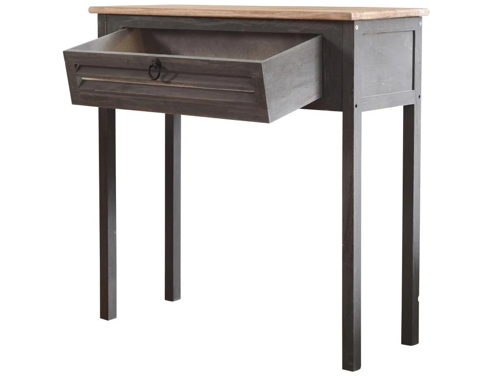 Table Bureau Console 1 Tiroir Bois Gris Shabby 75x75x30,5 7 Table Bureau Console 1 Tiroir Bois Gris Shabby 75x75x30,5 – Image 5
