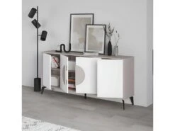 Console Gora 180cm Marron ClairBlanc - Venprodin -Electroménager Soldes console 12652973