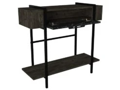 Console Avec 1 Porte Et 1 étagère - Naturel Foncé Et Effet Marbre Noir - CHENOA -Electroménager Soldes console 12668571