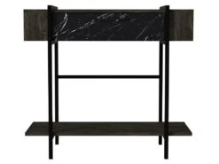 Console Avec 1 Porte Et 1 étagère - Naturel Foncé Et Effet Marbre Noir - CHENOA -Electroménager Soldes console 12668573