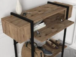 Console Avec 1 Porte Et 1 étagère - Naturel Clair Et Noir - CHENOA 14 Console Avec 1 Porte Et 1 étagère - Naturel Clair Et Noir - CHENOA -Electroménager Soldes console 12668681