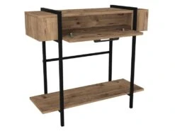 Console Avec 1 Porte Et 1 étagère - Naturel Clair Et Noir - CHENOA 17 Console Avec 1 Porte Et 1 étagère - Naturel Clair Et Noir - CHENOA -Electroménager Soldes console 12668685
