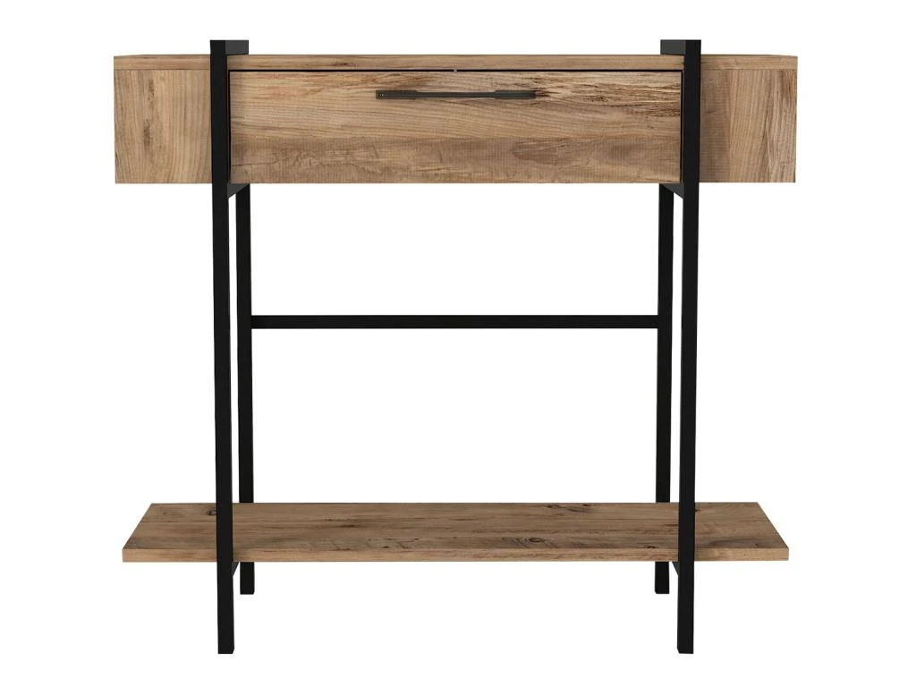 Console Avec 1 Porte Et 1 étagère - Naturel Clair Et Noir - CHENOA 8 Console Avec 1 Porte Et 1 étagère - Naturel Clair Et Noir - CHENOA – Image 6