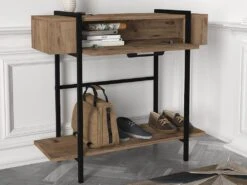 Console Avec 1 Porte Et 1 étagère - Naturel Clair Et Noir - CHENOA 13 Console Avec 1 Porte Et 1 étagère - Naturel Clair Et Noir - CHENOA -Electroménager Soldes console 12668693