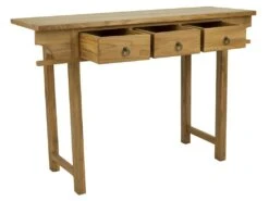 Console Avec 3 Tiroirs En Teck - Coloris : Naturel - WEKEA -Electroménager Soldes console 13144897