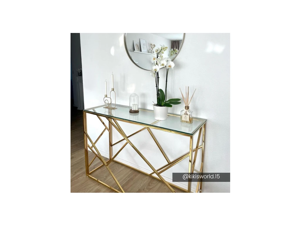 Console ATHENA De Pascal MORABITO - Verre Trempé Et Acier - Doré 9 Console ATHENA De Pascal MORABITO - Verre Trempé Et Acier - Doré – Image 7