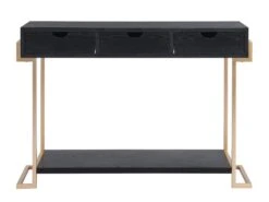 Console 3 Tiroirs Et 1 étagère En MDF Et Métal - Effet Bois Noir Et Doré - REYAM -Electroménager Soldes console 13433229
