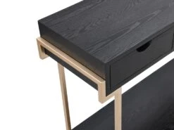 Console 3 Tiroirs Et 1 étagère En MDF Et Métal - Effet Bois Noir Et Doré - REYAM -Electroménager Soldes console 13433233